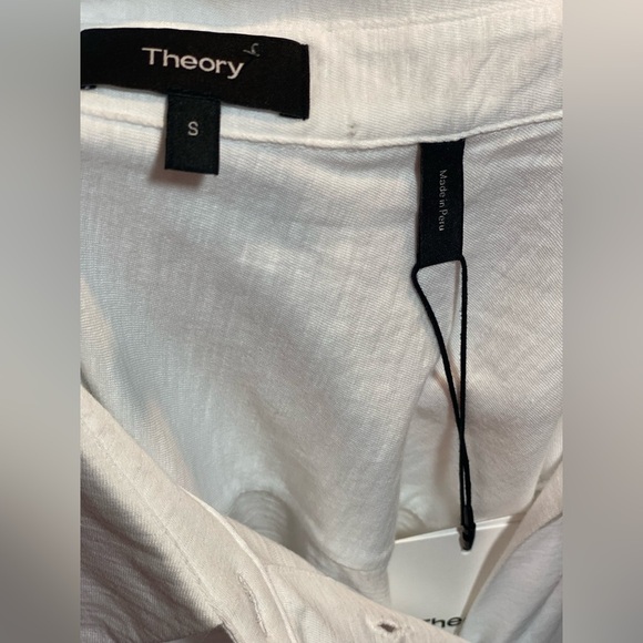 THEORY NWT Sea Slub Hekanina Cotton Tie Front button down Pictured AS IS - Picture 10 of 11